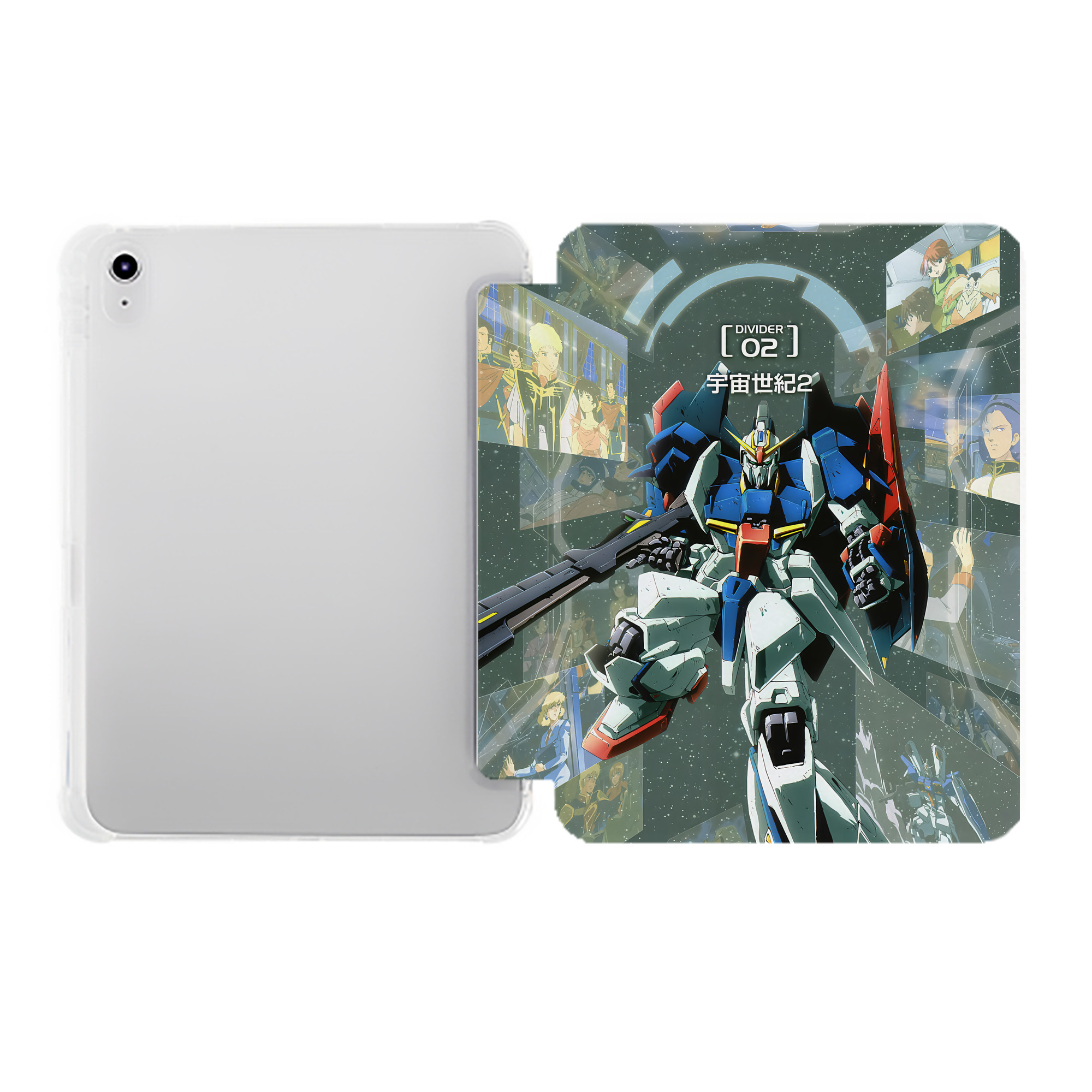 （画像用） 機動戦士ガンダム Mobile Suit Gundam IPad ケース ペン収納付き 三つ折りスタンド PUレザー×シリコン 対応機種9.5/10.5/10.9インチ